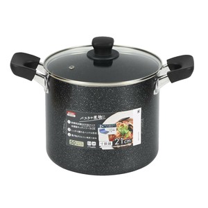 パール金属 ママディナーα マーブルダイヤモンドIH対応ガラス蓋付寸胴鍋21cm HB-5895