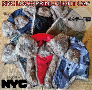 【NYC】ライセンス ロゴプリントフライトキャップ 冬の定番 フリーサイズ