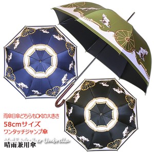 【晴雨兼用傘】58ジャンプ傘　サテンキャットホイール　ブラックコーティング加工　UVカット　遮光遮熱