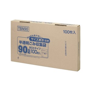 ジャパックス　容量表示入り ポリ袋90LBOX  白半透明  TBN90  100枚入