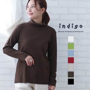 T-shirt High-Neck Cotton Indigo Cut-and-sew Autumn/Winter 2023