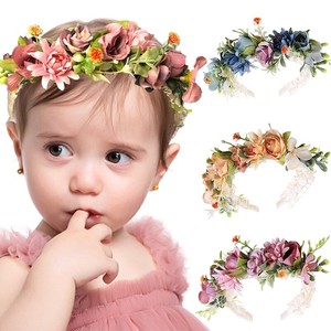 ヘッドアクセサリー カチューシャ 髪飾り 花かんむり フラワー 誕生日 結婚式 ベビー 新生児 子供