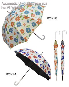 【晴雨兼用傘】58ジャンプ傘　フラワートリコ　ブラックコーティング加工　UVカット　遮光遮熱