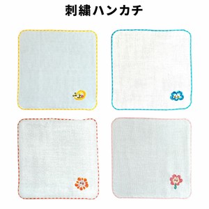 刺繍ハンカチ 月 雲 太陽 花 タオルハンカチ 日本製 綿100％ お出掛け かわいい プレゼント ギフト 贈り物