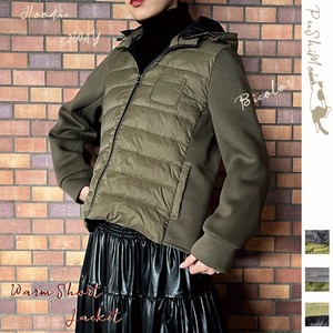 NEW【PuShiMo】中綿ボンディング　バイカラー　2WAY フーディショートジャケットコート