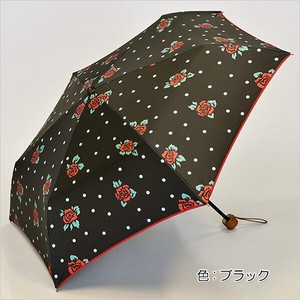 【晴雨兼用傘】50cm簡単開閉ミニ傘　ポルカローズ　ブラックコーティング加工　UVカット　遮光遮熱