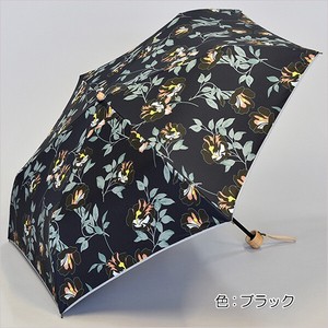 【晴雨兼用傘】50cm簡単開閉ミニ傘　フローラル　ブラックコーティング加工　UVカット　遮光遮熱