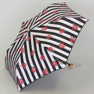 【晴雨兼用傘】50cm簡単開閉ミニ傘　ストライプローズ　ブラックコーティング加工　UVカット　遮光遮熱