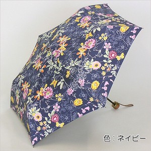 【晴雨兼用傘】50cm簡単開閉ミニ傘　ボタニカルガーデン　ブラックコーティング加工　UVカット　遮光遮熱