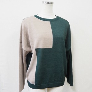 Sweater/Knitwear Plainstitch Pullover Crew Neck Intarsia Made in Japan