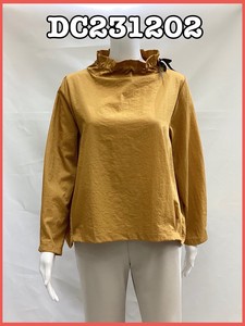 Button Shirt/Blouse Pullover Plain Color Tops Ladies' Tuck NEW
