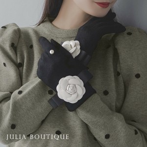 再入荷 【手袋】カメリアモチーフウール手袋 23614