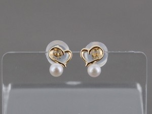 Pierced Earring Gold Post Pearls/Moon Stone 3mm Made in Japan