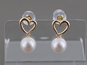 Pierced Earring Gold Post Pearls/Moon Stone 1 tablets 6.5mm Made in Japan