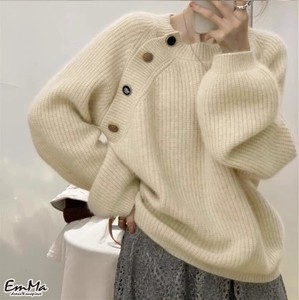 【2023秋冬新作】 個性派ボタンのセーター ルーズ カジュアル  EH2047