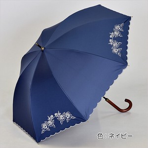 【晴雨兼用傘】サクラ骨手開き傘　ローズモチーフ　ブラックコーティング加工　UVカット　遮光遮熱