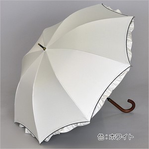 【晴雨兼用傘】サクラ骨手開き傘　アーチカットフリル　ブラックコーティング加工　UVカット　遮光遮熱