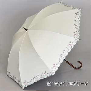 【晴雨兼用傘】サクラ骨手開き傘　アイビー刺繍　ブラックコーティング加工　UVカット　遮光遮熱