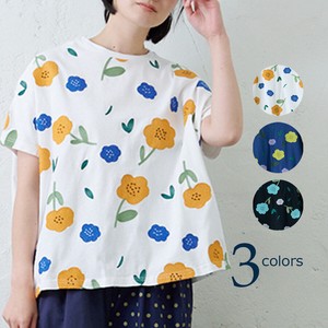 emago T-shirt Dolman Sleeve Casual Flowers Natural NEW 2024 Spring/Summer