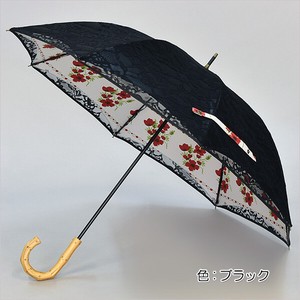 【晴雨兼用傘】サクラ骨手開き傘　ラッセルレース二重張り　ブラックコーティング加工　UVカット　遮光遮熱