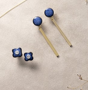 【日本製】MIKELO 美濃焼 オリジナル 陶器「tou」ピアス 藍色
