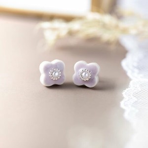 Mino ware Clip-On Earrings Pearl Earrings Blue Made in Japan