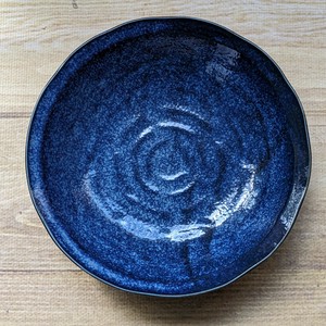 【ネイビー】窯変紺　パスタ皿　（美濃焼・日本製・陶器）