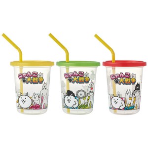 ストロー付きタンブラー 320ml 3個セット にゃんこ大戦争 23 スケーター SIH3ST