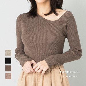 Sweater/Knitwear Pullover Knitted Long Sleeves Shoulder Tops Rib Ladies' Autumn/Winter