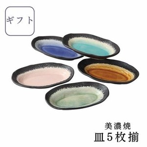 ギフト　五釉彩 楕円皿揃 美濃焼 日本製
