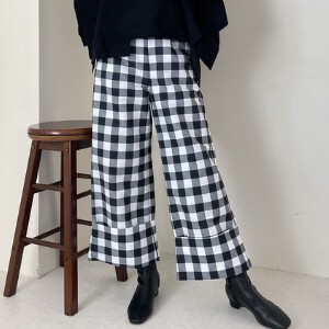 Full-Length Pant High-Waisted Checkered