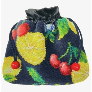 Pouch Navy Drawstring Bag Fruits Limited Edition