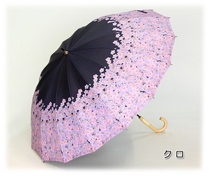 【晴雨兼用傘】55cm16本骨手開き傘　サクラプリント　カラーコーティング加工　UVカット　遮光遮熱