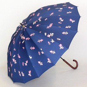 【晴雨兼用傘】50cm16本骨手開き傘　キンギョ　ブラックコーティング加工　UVカット　遮光遮熱