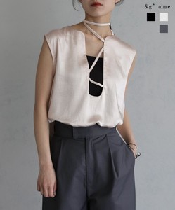 Button Shirt/Blouse Satin Sleeveless M 2024 Spring/Summer