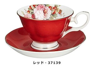 ロイヤルアーデン ボーンチャイナ カップ&ソーサー カラー バラ柄　レッド・37139