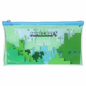 【ペンケース】Minecraft ビニールフラットポーチ ブルー