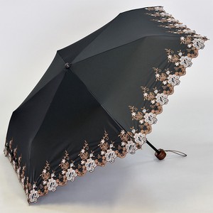 【晴雨兼用傘】50cm簡単開閉ミニ傘　チーフレース刺繍　BKコーティング　UVカット　遮光遮熱