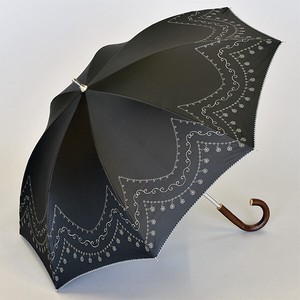 【晴雨兼用傘】47cmスライド手開き傘　フローラルウェーブ　BKコーティング　UVカット　遮光遮熱