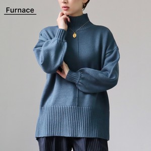 Sweater/Knitwear Knitted Slit Plain Color Long Sleeves Back Tops Ladies Autumn/Winter