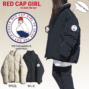 Jacket Nylon Cotton Batting Water-Repellent Patch RED CAP GIRL