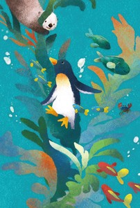 菜生ポストカード[海藻であそぶ]ペンギン