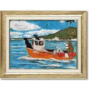 ユーパワー Sam Toft サム トフト アートフレーム 「犬と釣り人と小さな船」 ST-08022