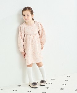 Kids' Casual Dress Puffy Jacquard Floral Pattern Puff Sleeve