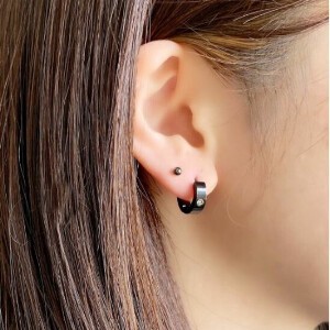 Pierced Earringss Stainless Steel black