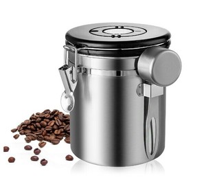 コーヒー豆保存容器  スプーン  ステンレス鋼  密閉型   YZLB656