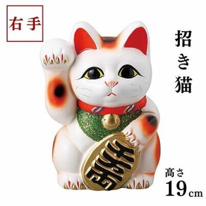 ギフト 白小判猫6号右手 日本製 常滑焼
