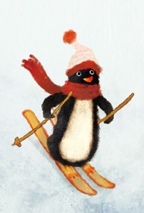 菜生ポストカード[スキー]ペンギン