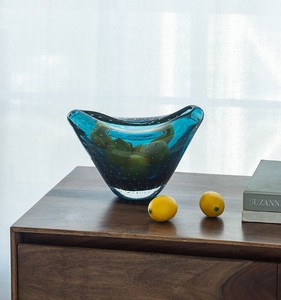 ガラス花瓶 ブルー ワイドタイプ AN-79956