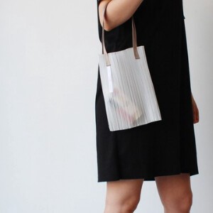 Handbag Polyester Lightweight Stripe Mesh Made in Japan